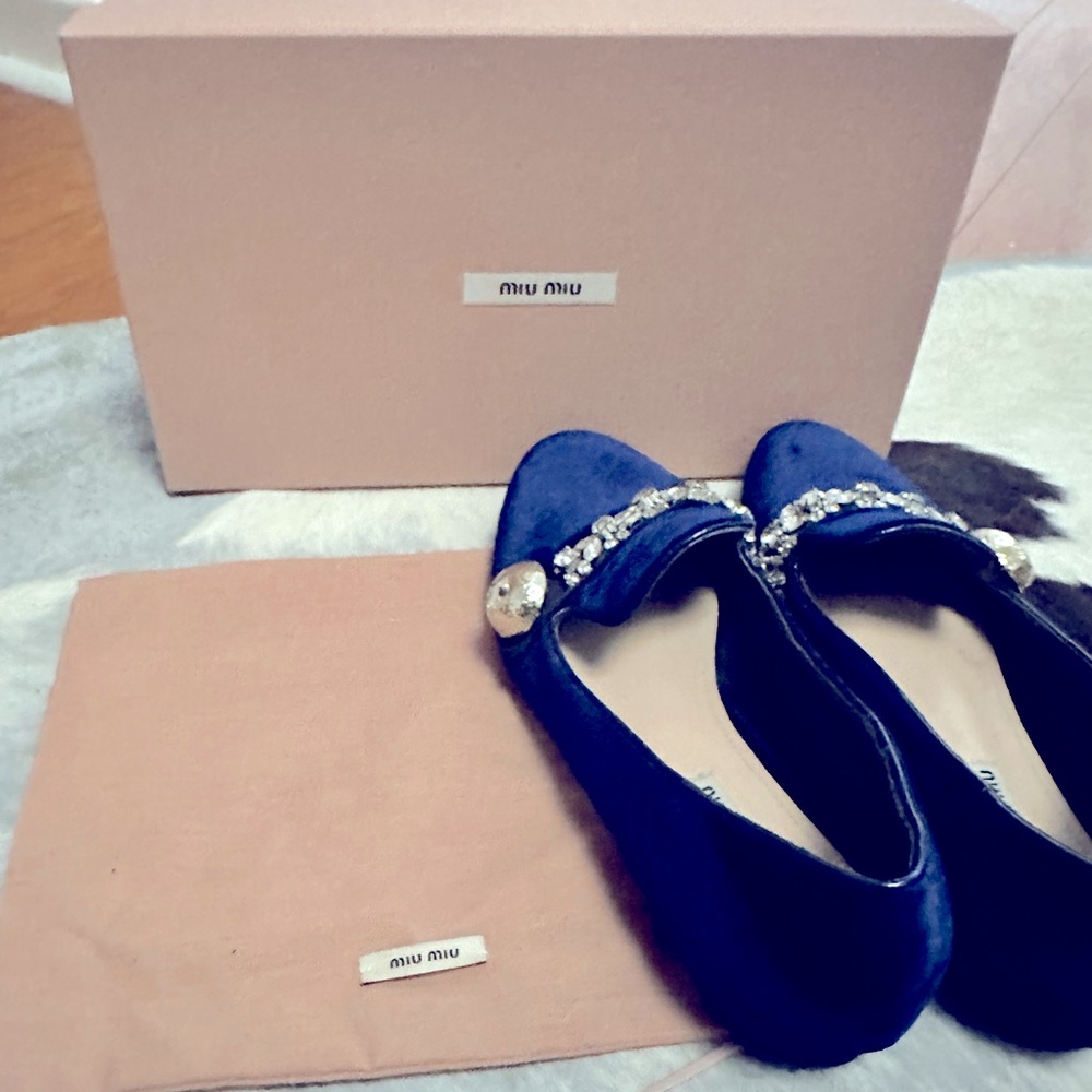 Miu miu velvet loafers with embellishments. Sz 37